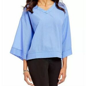 Gibson Latimer Blue V-Neck Blouse